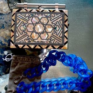 Mother of pearl Moroccan wooden clutch